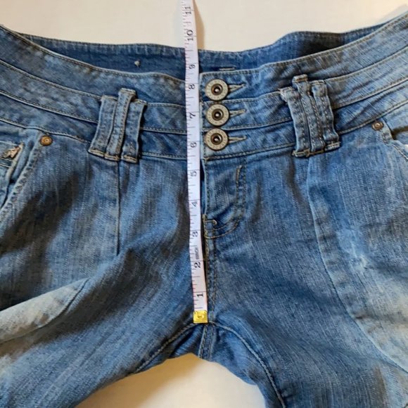 Zara TRF vintage women’s Y2K distressed 4 button zip fly patchwork jeans size 10 - Picture 14 of 16